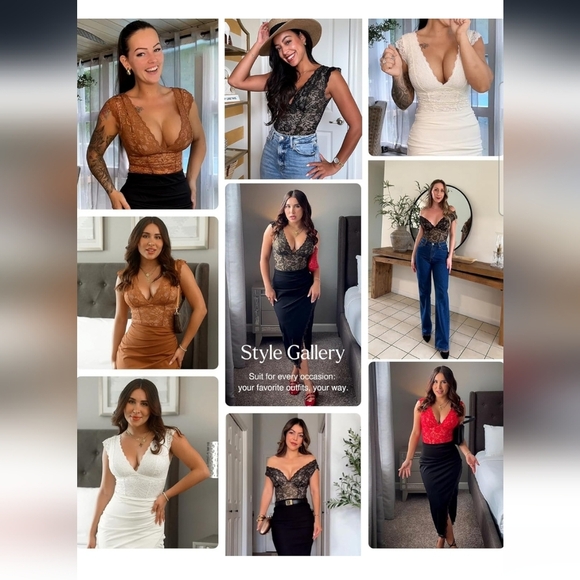 Popilush Red Lace Cap Sleeve Shapewear Tummy Control Going Out Top Bodysuit XXL - Picture 2 of 11